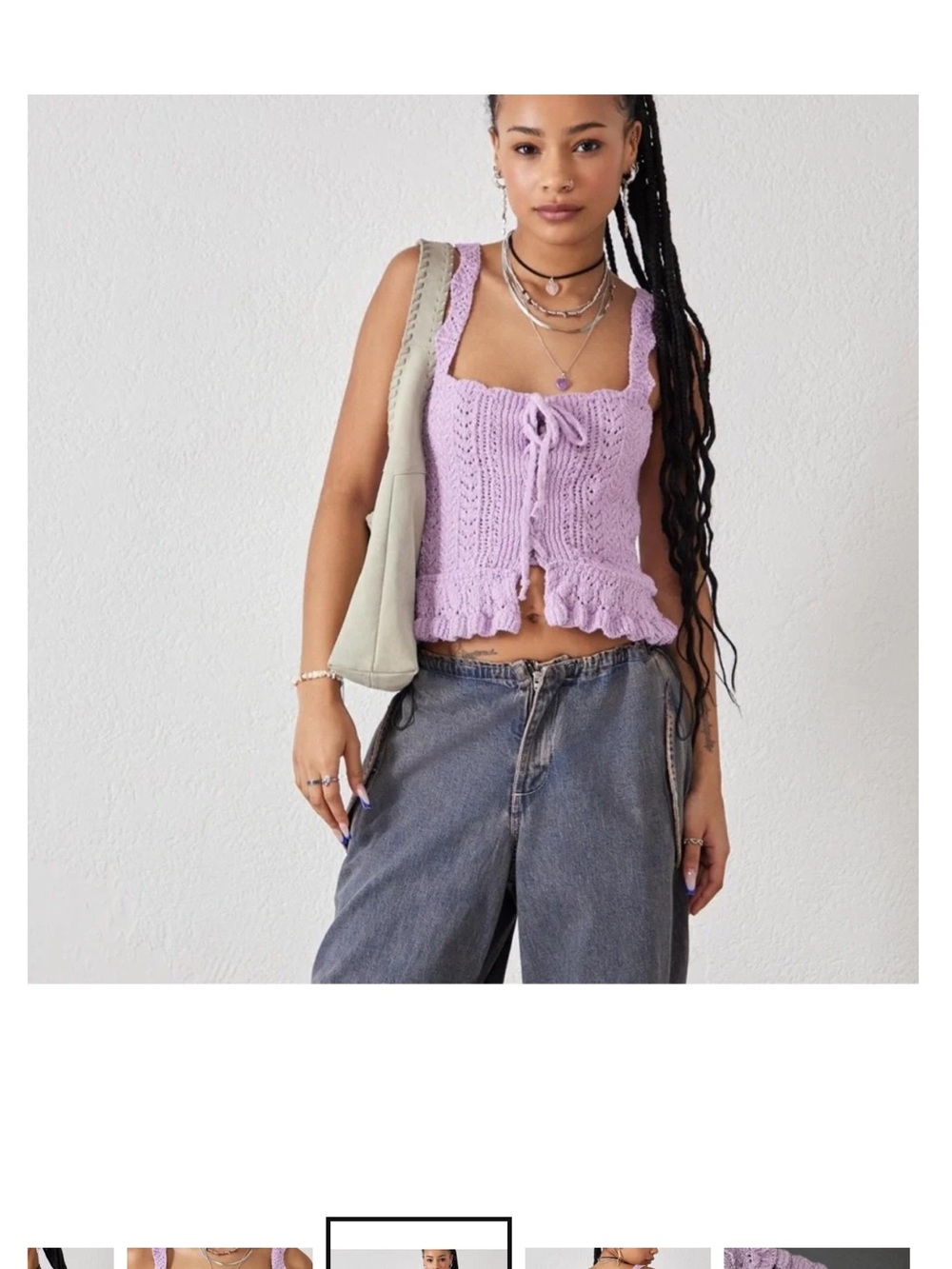 Urban Outfitters Carmella Lavender Lace Up Sweater Tank Top